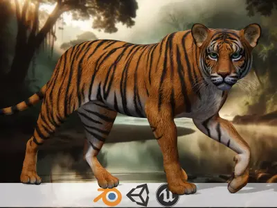 Tiger s Majesty Regal 3D Tiger Low-poly 3D model