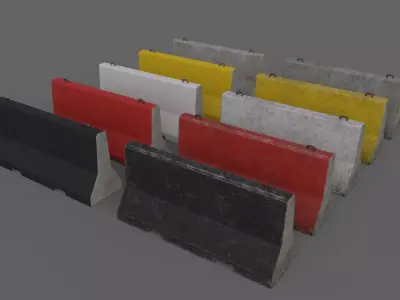 PBR Concrete Barrier V5 Low-poly 3D model