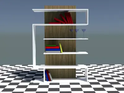 Decorative Bookshelf Free low-poly 3D model