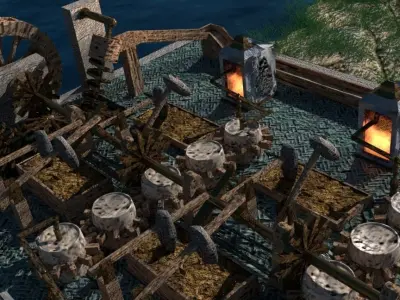 Ancient Machine - ANIMATED Medieval Chinese Factory Low-poly 3D model