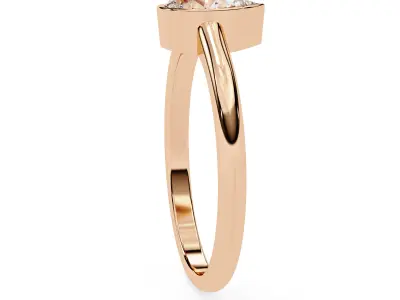 Bezel setting solitaire Pear diamond ring for engagement 3D print model