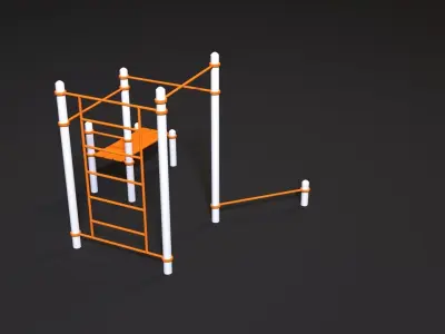 Workout 9 orange exercise equipment 3D model