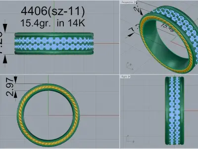 Diamond Wedding Band 4406 3D print model
