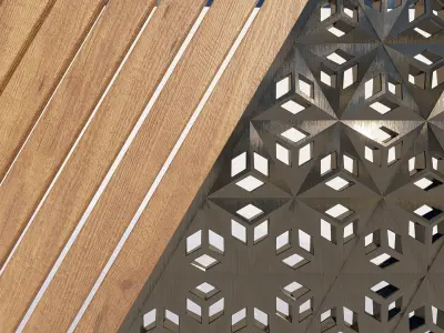Panel wood and metal grate Free 3D model