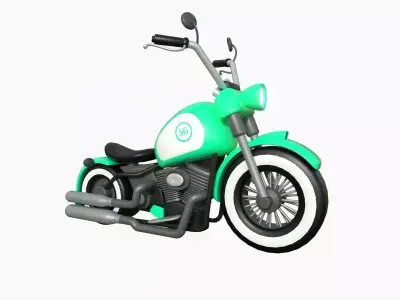 Motorcycle Cartoon A08 Aqua - Custom Vehicle Design Low-poly 3D model