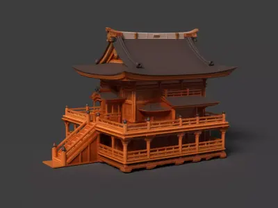 Chinese ancient wooden house   Low-poly 3D model buy