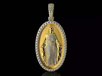 Virgin Mary With Diamonds Pendant N2 3D print model