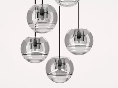 Flask four glass pendant lights 3D model