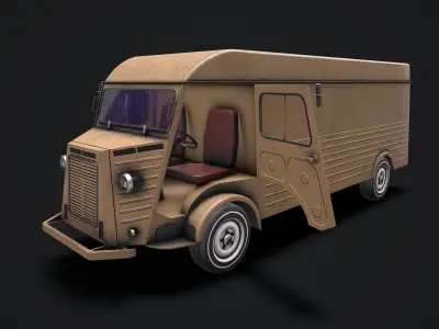 Gameready old van Low-poly 3D model