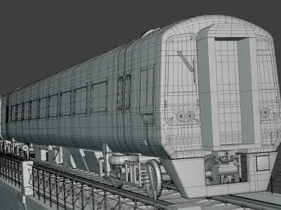 Viaduct with passenger train 3D model