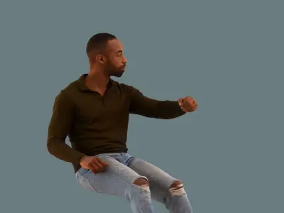 Low poly set of 3D men driving a car 3D model