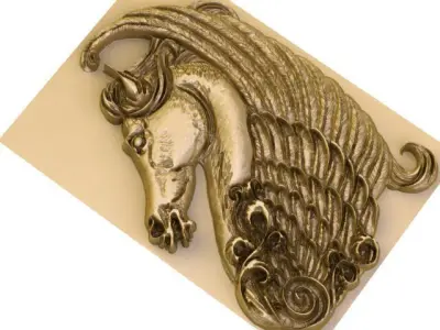 Relief painting of a winged horse 3D model