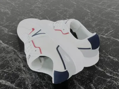 LACOSTE 3D SHOES - WHITE - BLUE - RED Low-poly 3D model