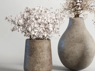 Bouquet set concrete vase 19 3D model