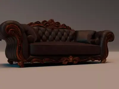 Baroque Leather Sofa  Game Ready  Archviz Asset Low-poly 3D model