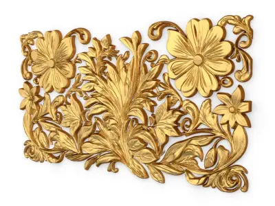 mural classic flowers decor ornament 11 3D model