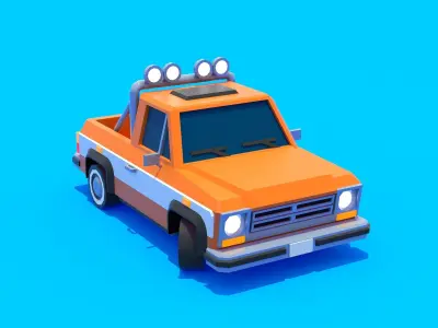 Pickup truck Low-poly 3D model