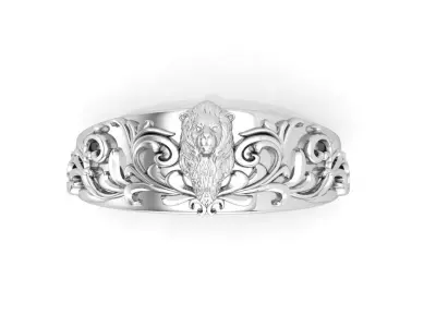 Lion ring with ornaments 3D print model