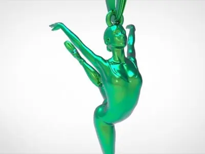 Ballerina ballet dancer pendant Necklace Jewelry 3D print model