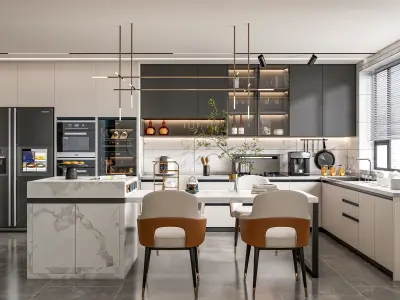 Kitchen fully parametric Resizable manufacturable 0063 3D model