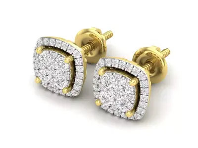 AV 606 Diamond Ladies Cluster Style Stud Earrings 3D print model
