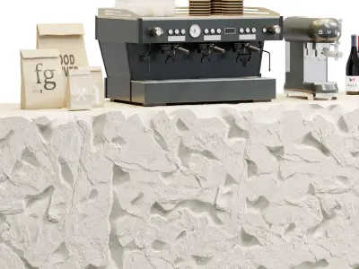Coffee Shop Reception Restaurant Br Counter 19 3D model