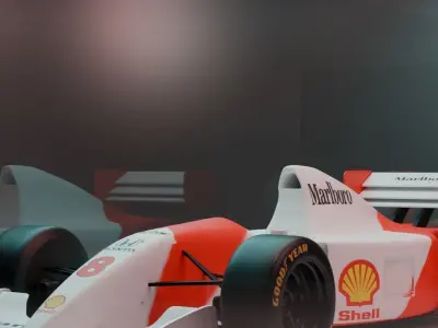 Mclaren MP4 6 with scene Free 3D model