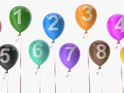 Number on Balloons Low-poly 3D model