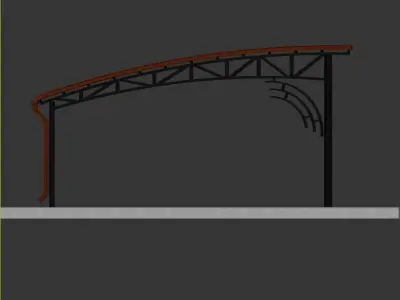 Carport metal structure with roof 3D model