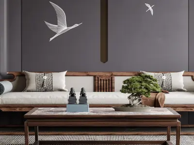 Chinese style room New living 3D model