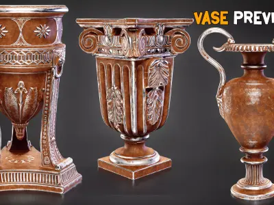 20 Game-Ready Ornamental Vase and Textures   Vol 51 Low-poly 3D model