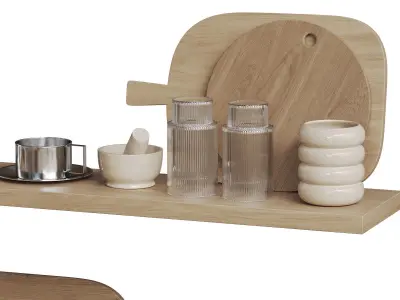 Kitchen Decor With Coffee Machine and Croissants 3D model