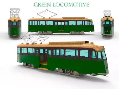 Green modern locomotive 3D model