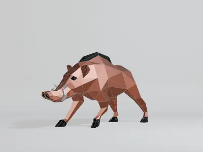 Polygonal Warthog Low-poly 3D model