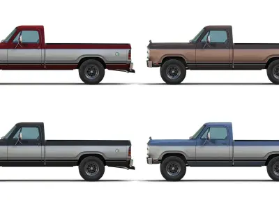 79 Dodge pickup truck Low-poly 3D model