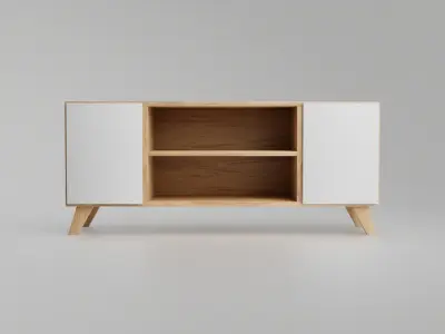 Scandinavian tv stand Low-poly 3D model