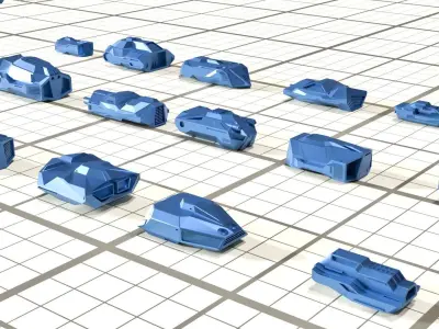 97 Piece Hard Surface Sci Fi Vehicle Kitbash Set 3D model