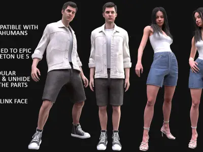 Mens and Womens Casual Outfits 3D Model Collection