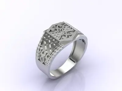 Print Ready STL 3DM  Gents Rings Diamond Men Ring  3D print model 79