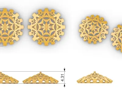 Chitrita Mandala Pendant Set With Ring 3D print model