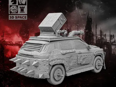 A car with a battering ram 3D print model