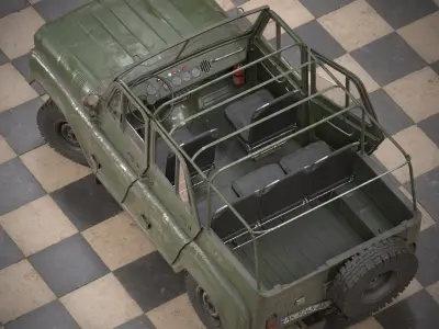UAZ car PBR 4k 2k 1k 3d model Low-poly 3D model