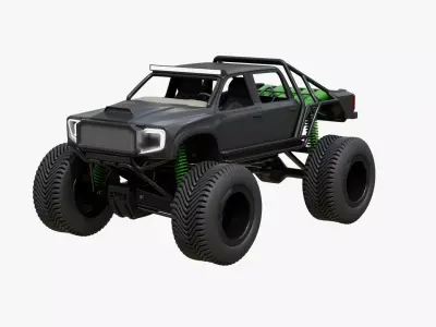 Black Matte Trophy Truck 3D model