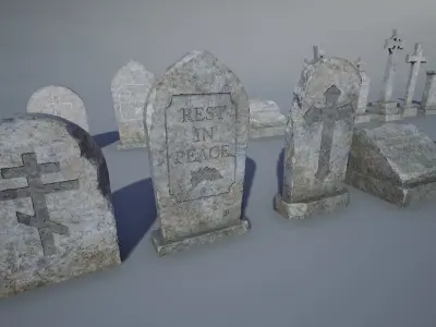 Tombstone PACK UE4 Unity PBR Low-poly 3D model