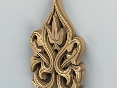 Carved decor vertical 008 3D model