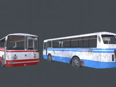 Old Rusty Bus Low-poly 3D model
