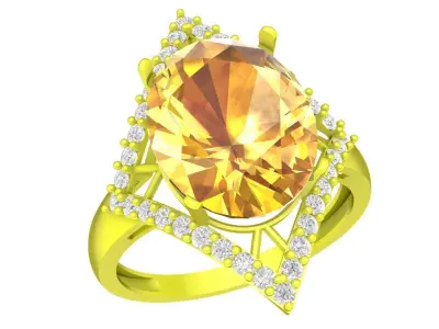 Luxury Oval Gemstone Halo Ring for Women  4488 3D print model