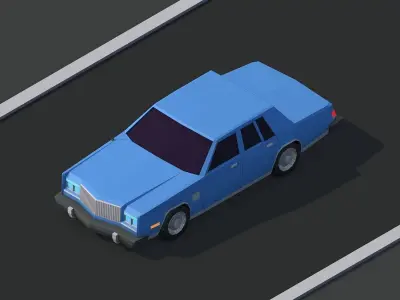 Cartoon Low Poly Chrysler 1980 Low-poly 3D model