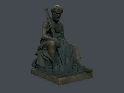 Man Statue 4 Low-poly 3D model