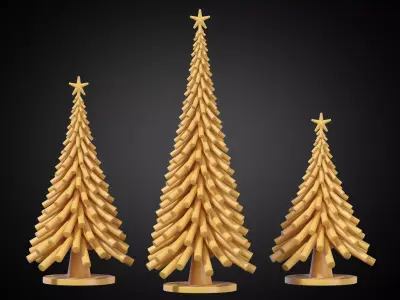 Stylized Christmas Tree Set 03 3D print model